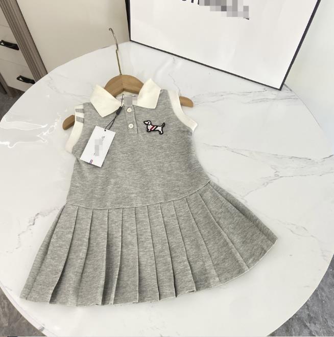 Summer Kids Designer Clothes Cute Two Piece Skirt Set Baby Girls Children Clothing Dresses Sets Short Sleeve Pullover T-shirt Pleated Cake Dress P89
