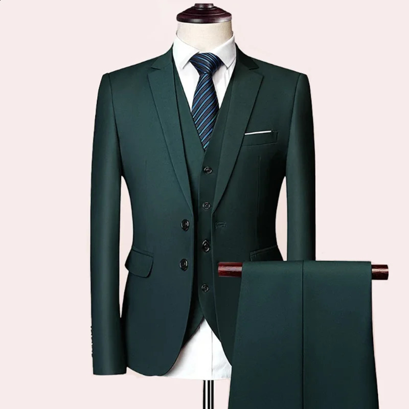 Mens Business Casual Suit for Weddings Male Solid Colour Formal Sets Men Prom Party Tuxedo Dress 261017