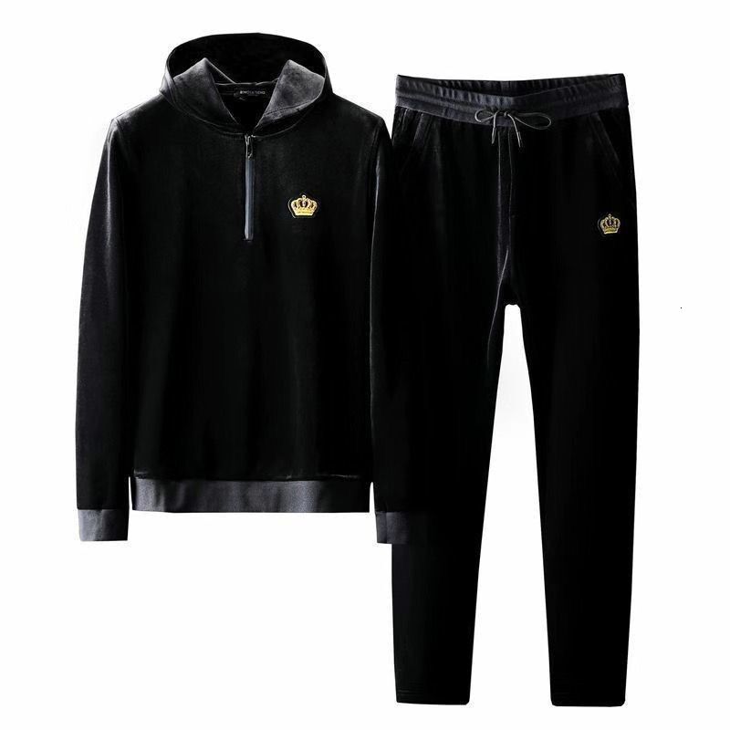 Summer new men's hooded sports suit loose two-piece set