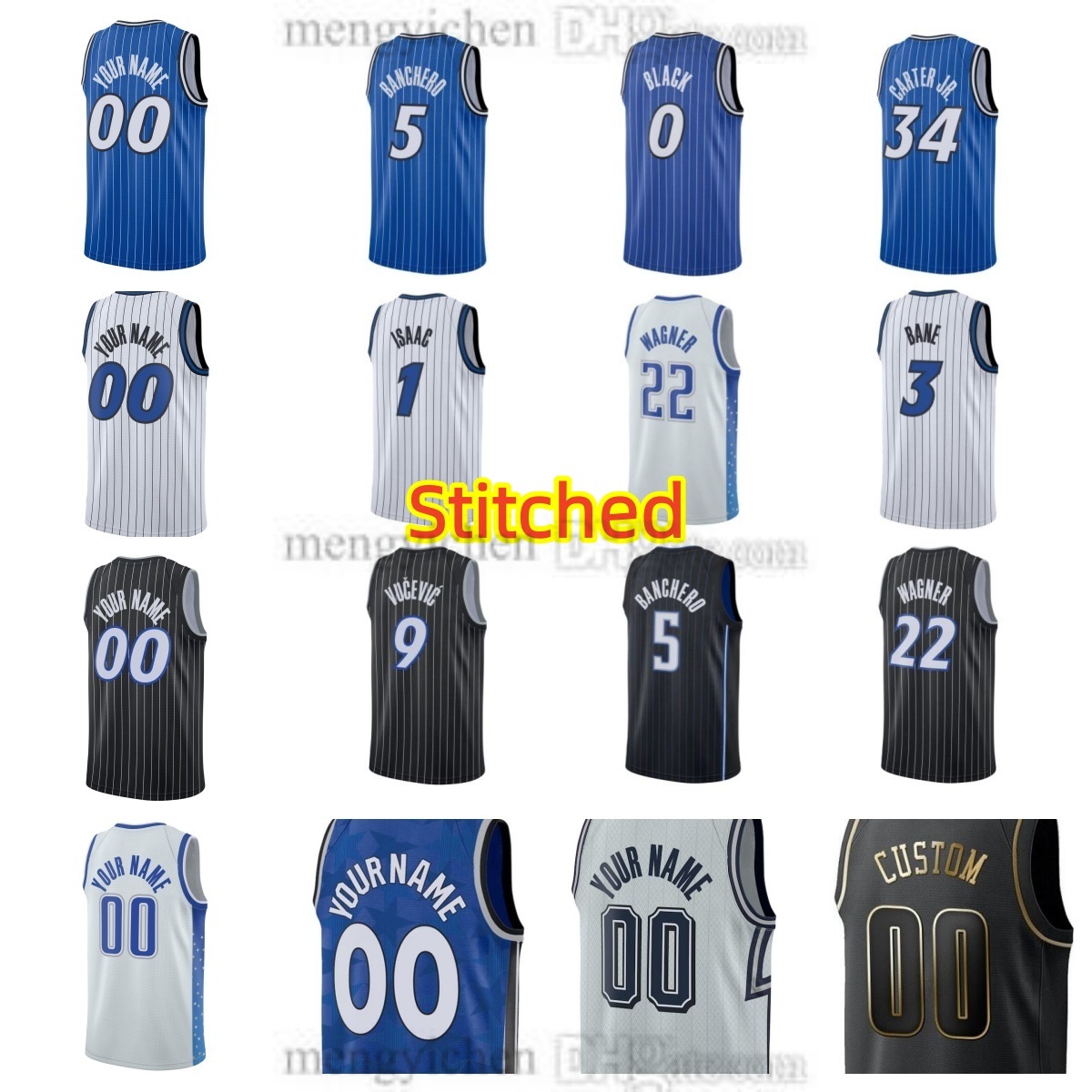 Stitched Men's Basketball Jersey Paolo 5 Banchero Desmond 3 Bane Jalen 4 Suggs Franz 22 Wagner Wendell 34 Carter Jr. Anthony 0 Black 9 Nikola V