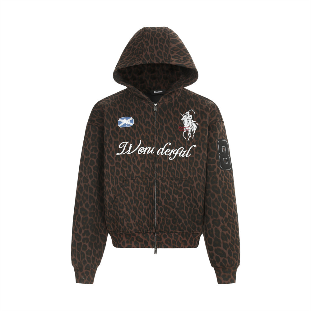 Spring Autumn Women Loose Hooded Outerwear Embroidered Two Way Zipper Sweatshirt Jacket Ladies Casual Street Style Long Sleeve Zip Hoodie