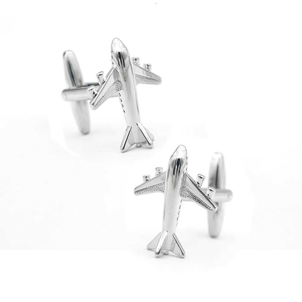 Arrival New Cuff Aircraft Links Cuff Links Silver Color Plane Design Quality Brass Material Men's CufflinksW261017