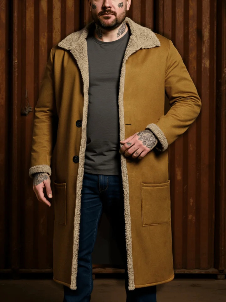Winter Men's Faux Fur Casual Coat Thickened Button Closed Lapel Overcoat CottonPadded Jacket Warm And Windproof Clothes 260928
