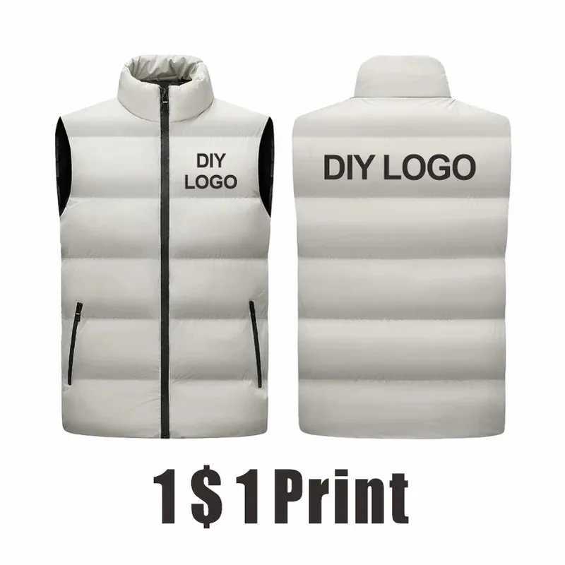 Vests Men's Thick down Men's Vest Sleeveless Stand Collar Windproof Warm Winter Coat DIY Customizable Company Brand JacketW261017