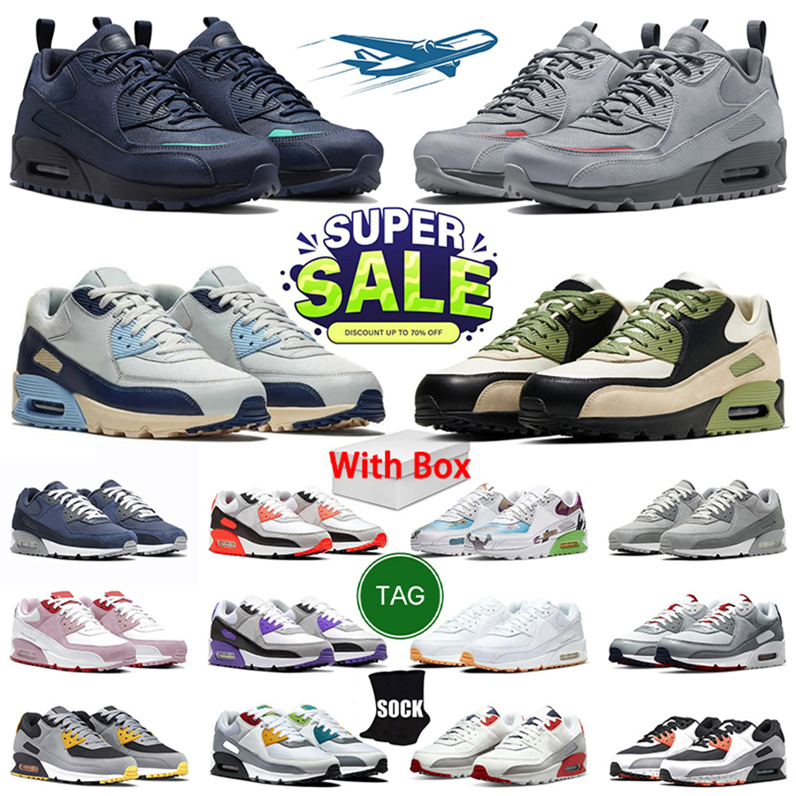 Designer 90 Running Shoes Men Women Triple White Black Red 90s Wolf Grey Polka Orange Laser Blue Runner Hyper Royal Sports Trainer Sneakers