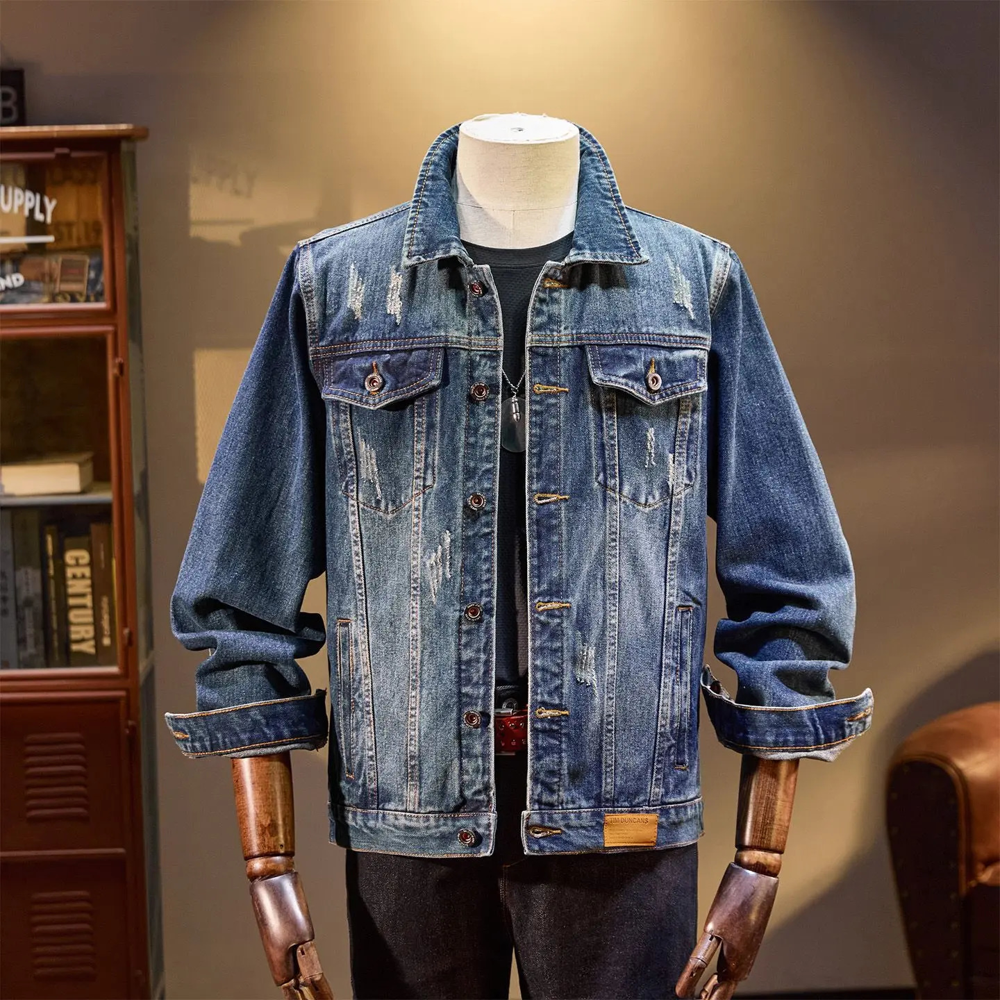 Men's Denim Jacket for Spring and Autumn LooseFit Versatile Retro Washed Work Trendy Casual Top Shirt 261012