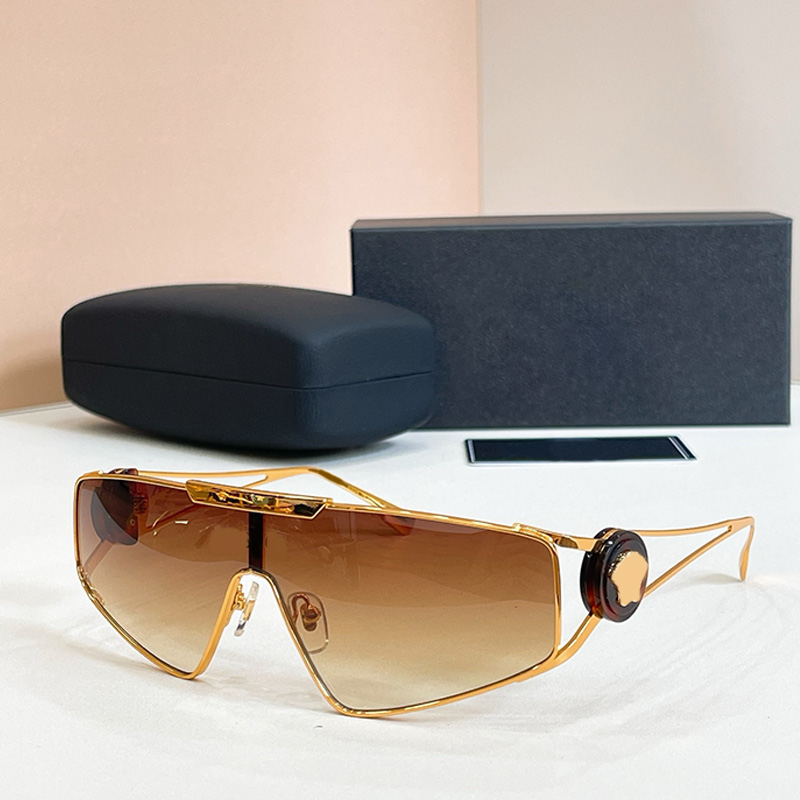 Designer Womens Shield Sunglasses Luxury Metal Oversized Frame Glasses Mens Womans Outdoor Multi functional Sunglasses UV400 protection VE6768