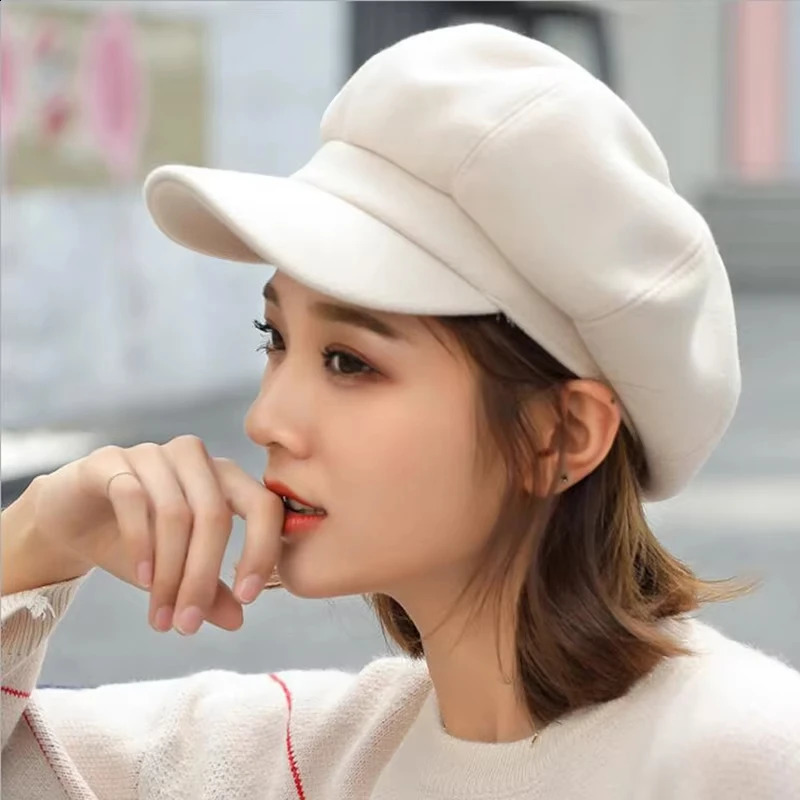 Autumn Winter Hats for Women Solid Plain Octagonal sboy Cap Men Ladies Casual Wool Hat Winter Beret Women Painter Caps261016