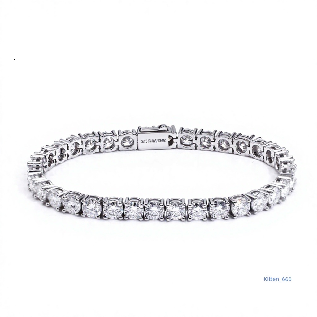 Tianyu Gems Custom Fine Jewelry Charms 2mm 3mm Gemstone S925 Silver Moissanite Tennis Bracelet 18K Gold