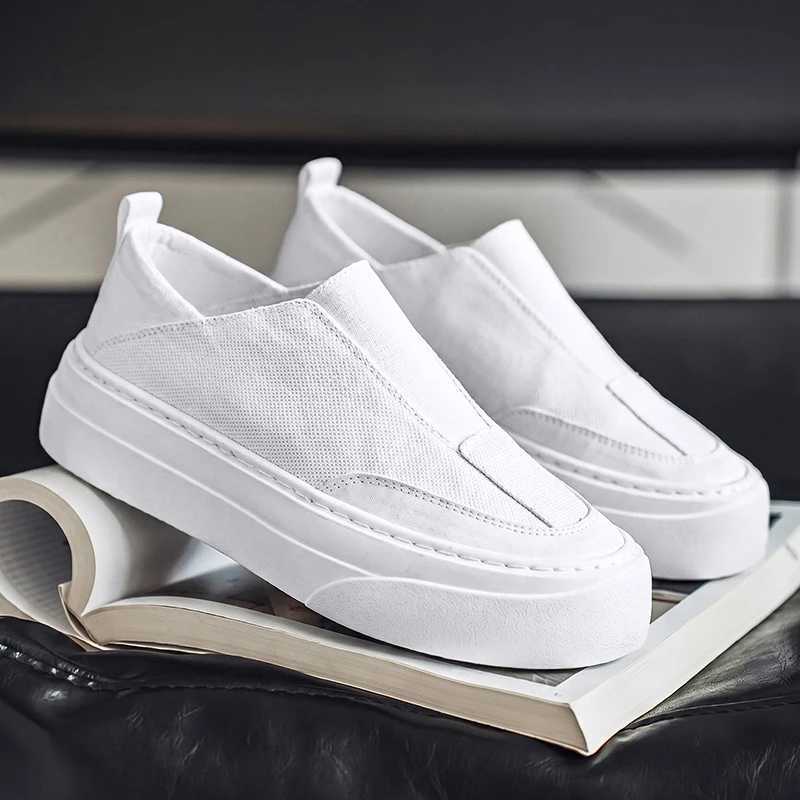 Casual Shoes 2026 New Mens Thick Platform Slip On Lazy Shoes Breathable Casual Sports Sneakers Anti Slip Rubber Sole Student Fashion H261016