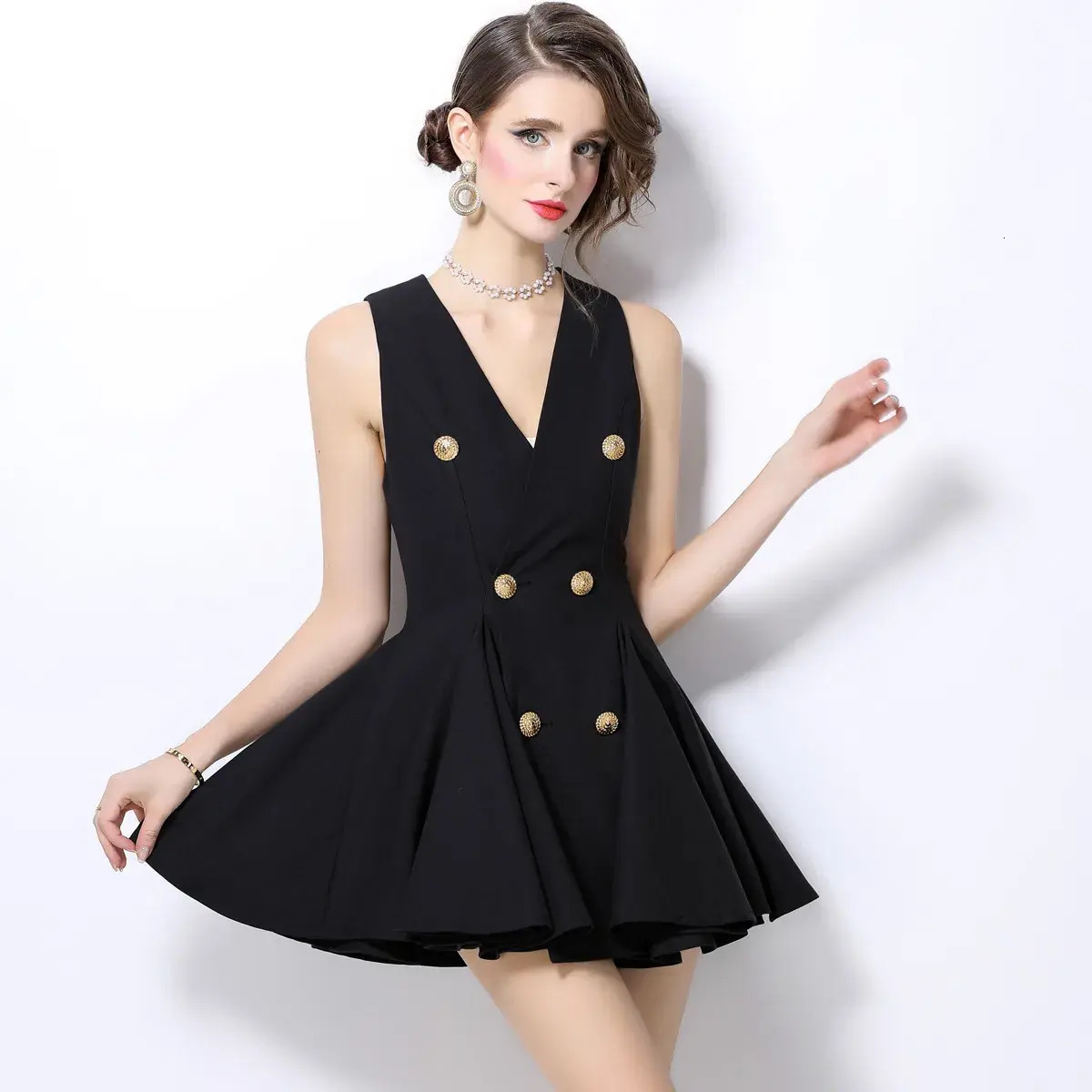 Urban Sexy Dress Urban Sexy Dress Lady's Black Sleeveless Vest Bodycon Style Tight bodycon Fit Fashionable High End V Neck Short Elegant And Un