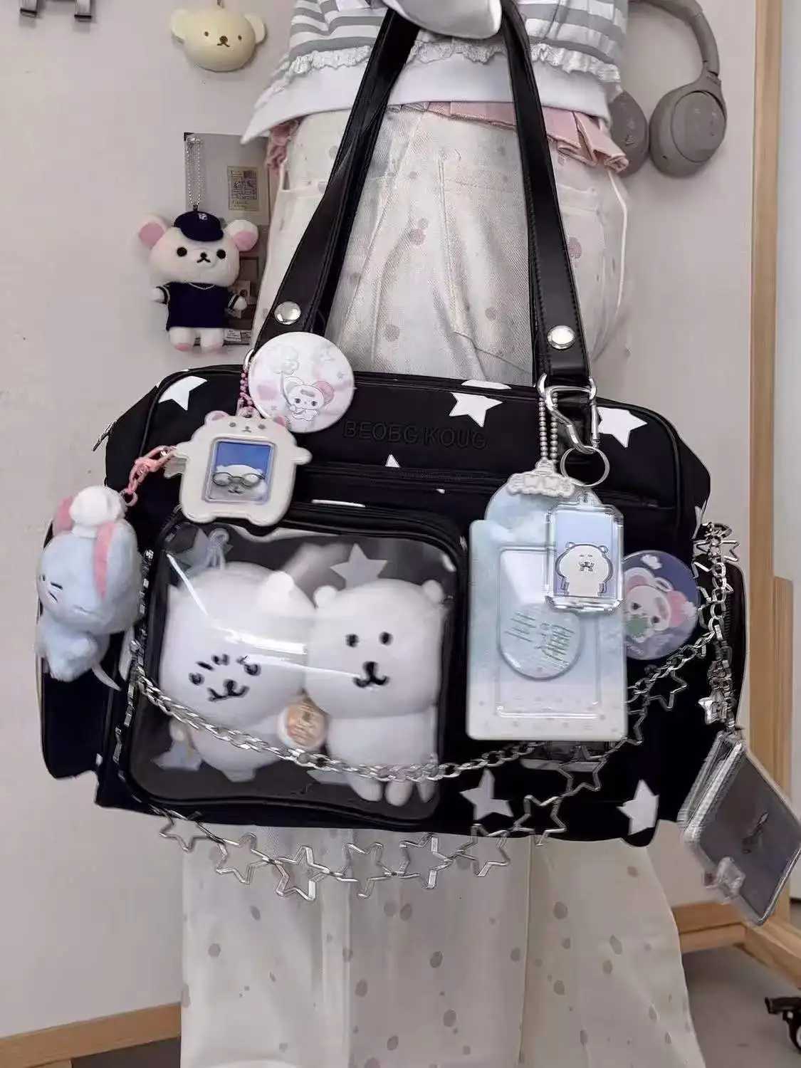 Evening Bags Design Small Square Bag with Cute Pendant Tote Ita Bag Crossbody Shoulder Doll Bag KAWaii E-Style Kp H261016