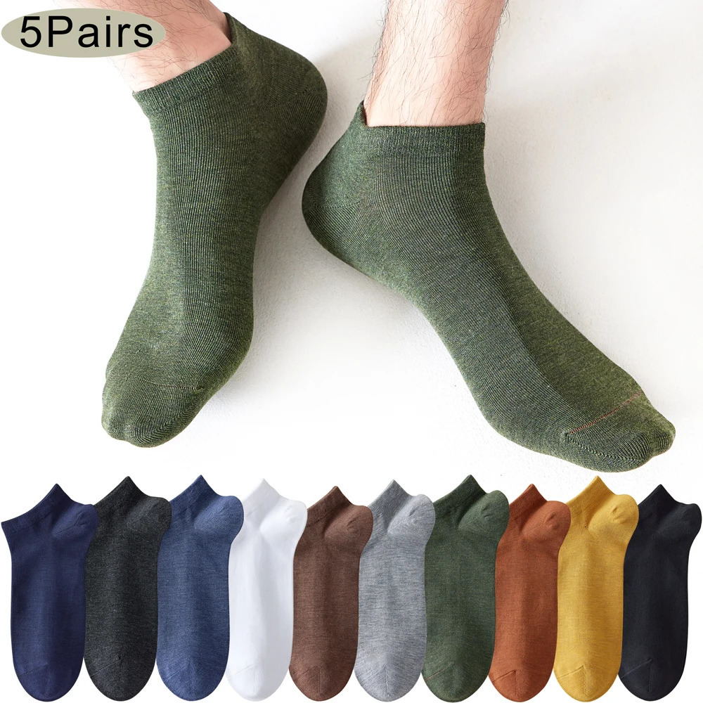 5 Pairs Spring Summer Thin Men's Bamboo Fiber Socks Short High Quality Casual Breatheable AntiBacterial Man Ankle Men 261014