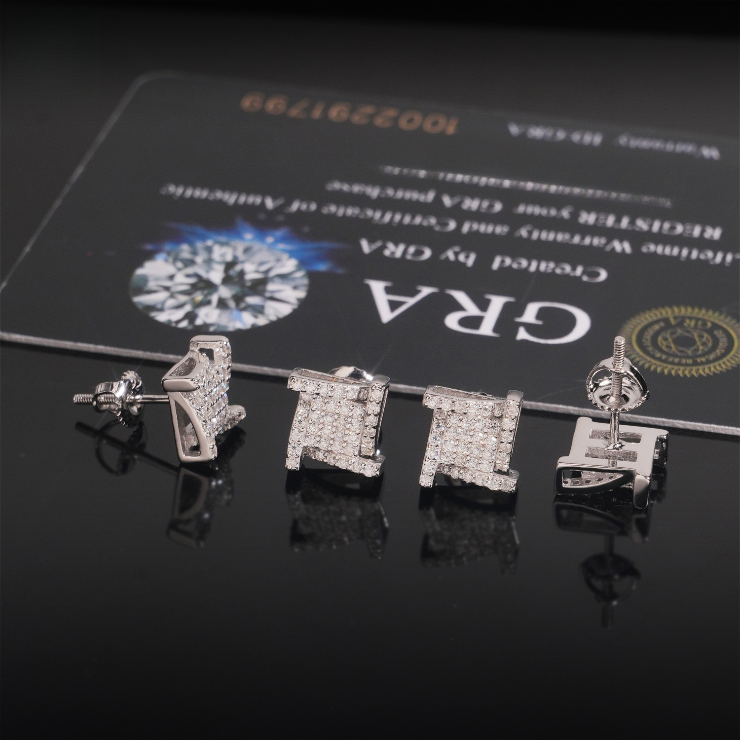 niche 9mm small spiral trendy cool S925 silver inlaid with moissanite couple's light luxury personalized earrings