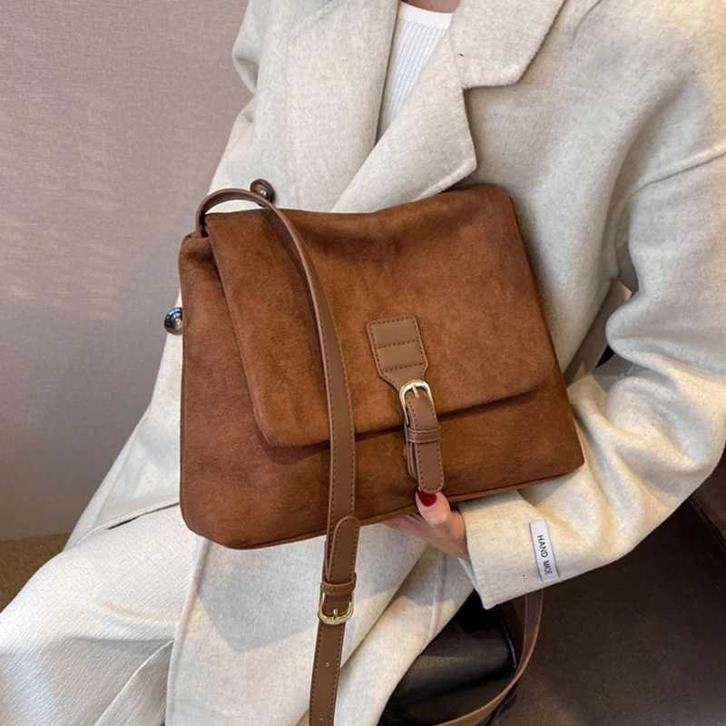 Cross Body Shoulder Bags Vintage Brown Suede Soft PU Leather Women Shoulder Bags Large Capacity Crossbody Bag Tote Bag High Quality Fashion Hobo Han