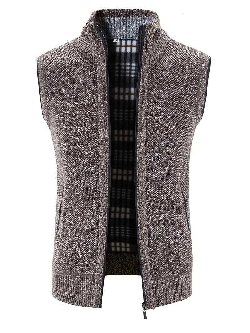 Winter Man Men's Sweater Vests Solid Color Vest Leisure And Comfortable Warm Zippered Stand Up Collar Sleeveless VestW261017