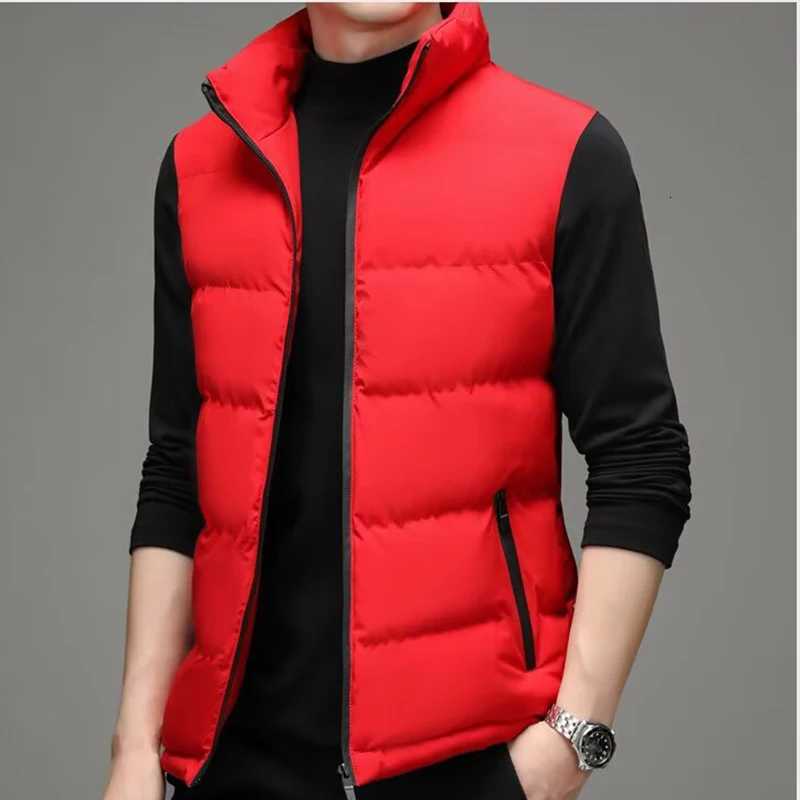 Zip Men's Vests 2026 Men Up Sleeveless Vest Jacket Male Winter Warm Stand Collar Cotton Gilet Trendy Casual Versatile Brand ClothingW261017