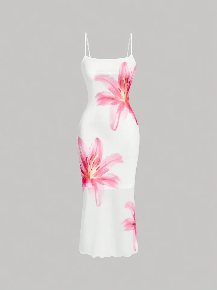 Elegant floral print sundress resort-style dress 261013