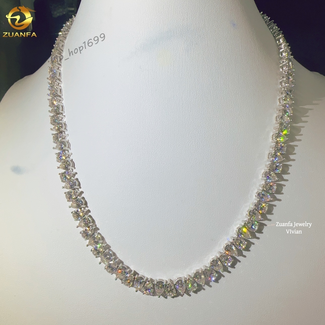 Fashion Jewelry Pass Diamond Tester 5mm Hip Hop Iced Out Vvs Moissanite Chain Sterling Silver 925 Moissanite Tennis Necklace