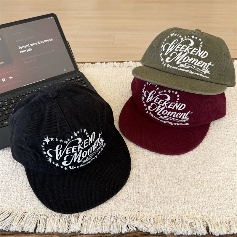 Koreanstyle retro letterembroidered flatbrim baseball cap women's American casual hiphop hat trendy duckbill cap that makes your face look smal