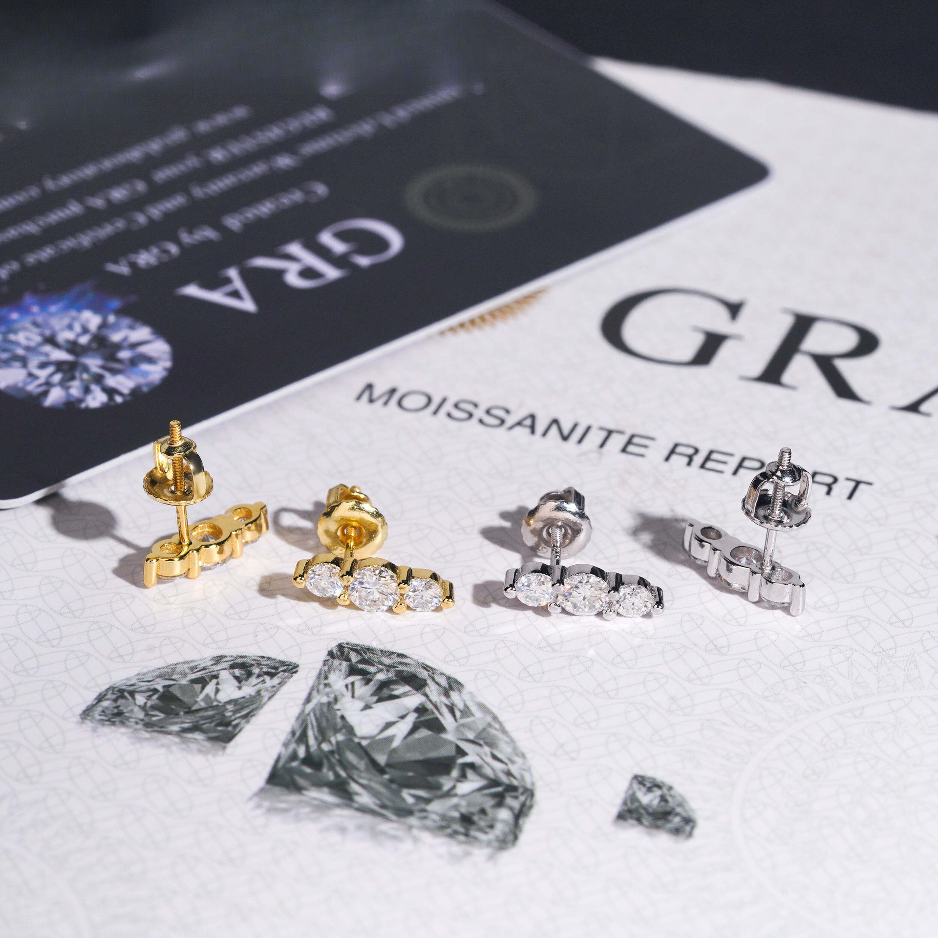 personalized fashion trend men's and women's best-selling earrings, S925 silver inlaid with VVS moissanite, independent station