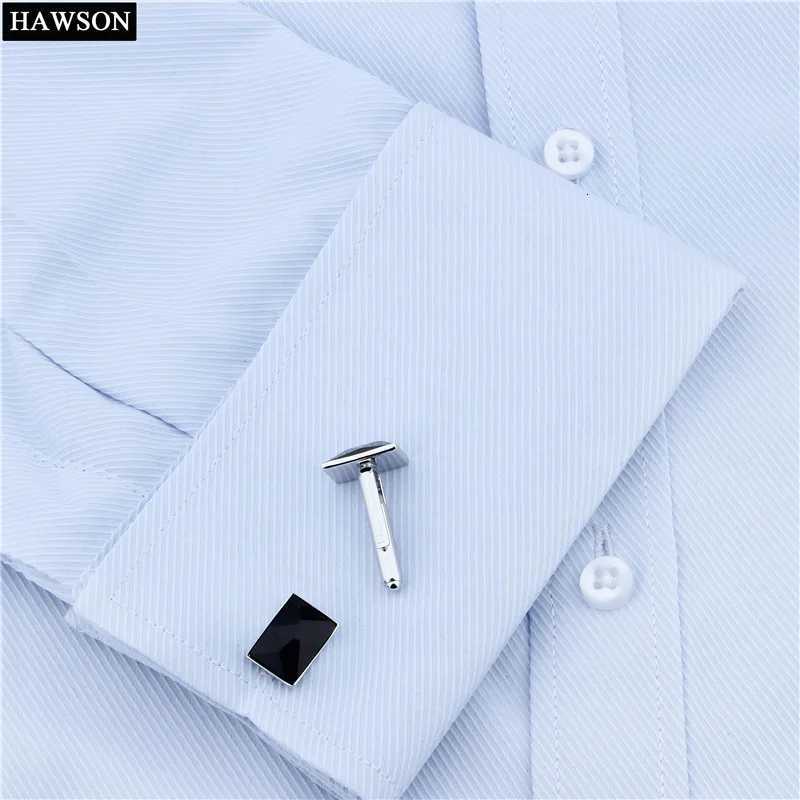 Links Hawson Black Rectangle Cuff Crystal Cufflinks Silver Tone Men Formal Business Wedding Shirt Cuff Links Luxury Dress AccessoriesW261017