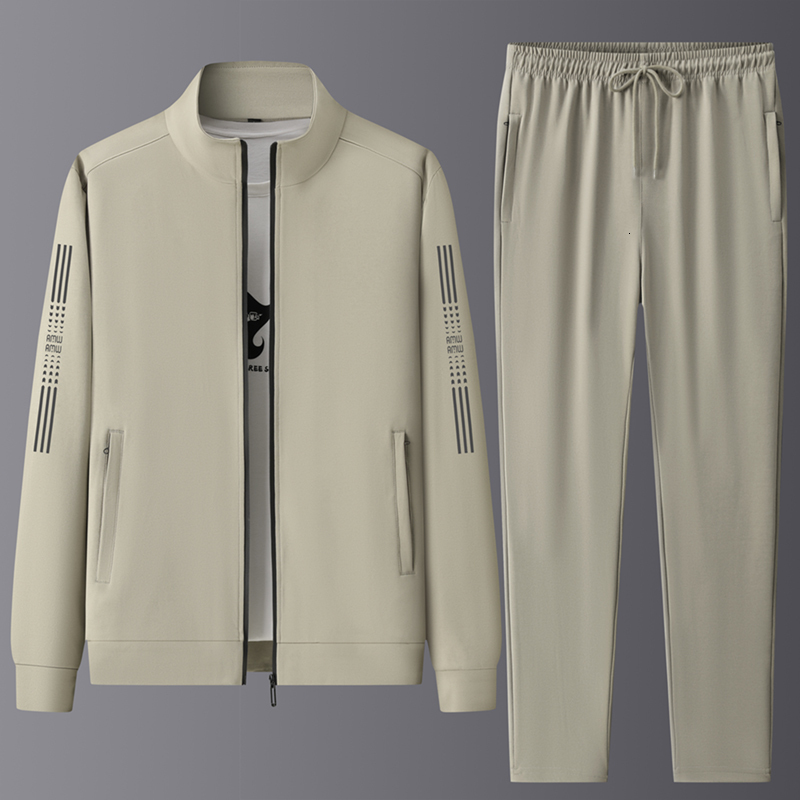 Casual Breathable High-end Jacket Trousers Two Piece Men's Stand-up Collar Tracksuit Spring Autumn New Sportswear