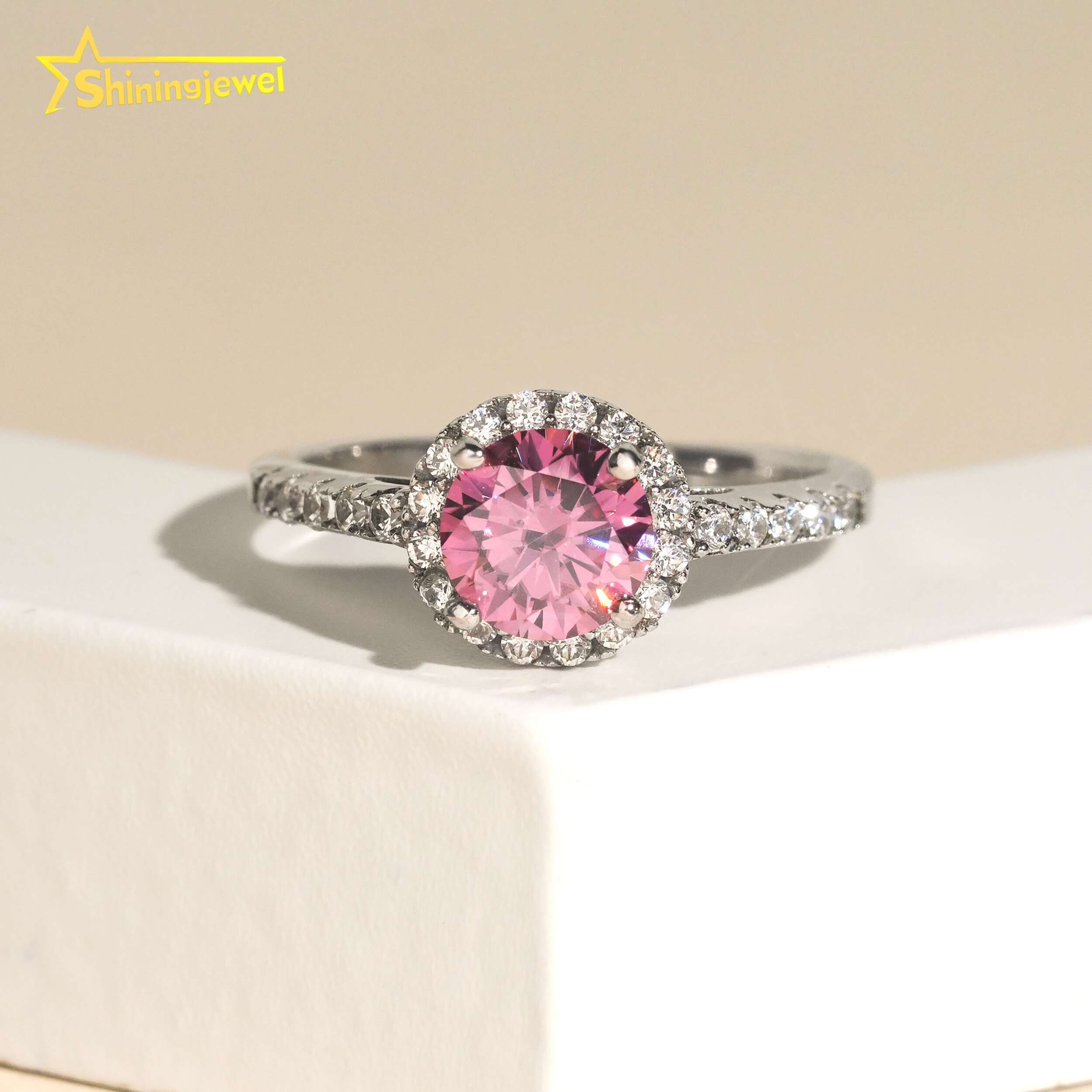 Luxury Pink Diamond Hip Hop Moissanite Jewelry Iced Out Engagement Ring for Women VVS Moissanite 925 Silver Wedding Ring