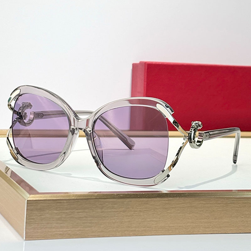 27SS Summer Fashion Milan Designer Sunglasses CT7198S Womens Large Frame Transparent Acetate Circular Sunglasses Purple Lens Glasses Travel Fashion