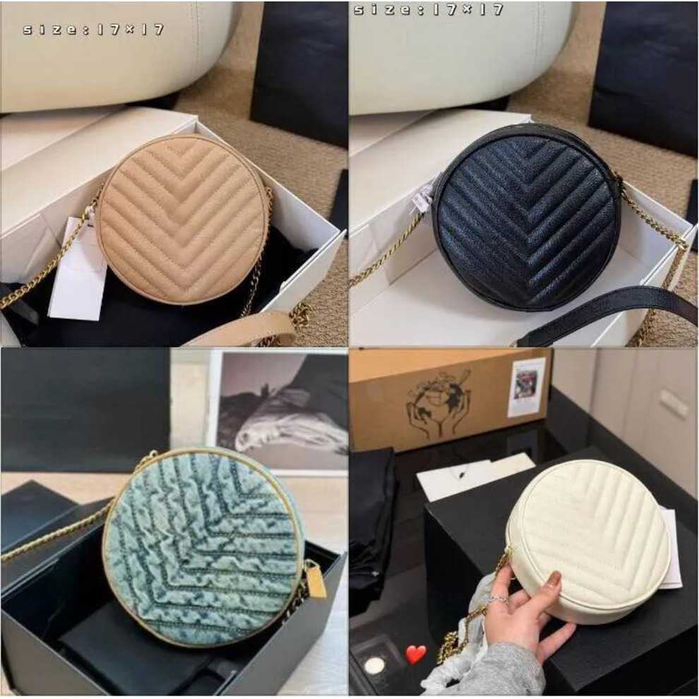 2026 Designer Shoulder High Quality Party Handbag Glitter Style Leather Hardware Square Luxury Handbag Casual Daily Multi Color Round Cake Bun Shoul