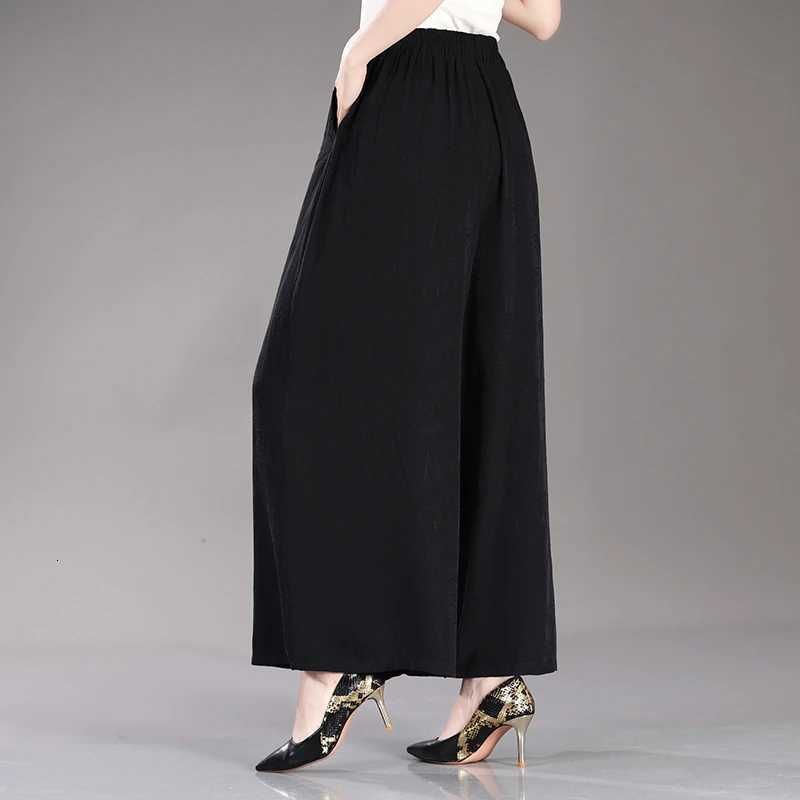 Embroidered Women's Pants Women's Capris Wide Legged Pants 2024 Summer Fashion Horse Face Skirt Pants Flower Embroidered Plus Size PantsW2
