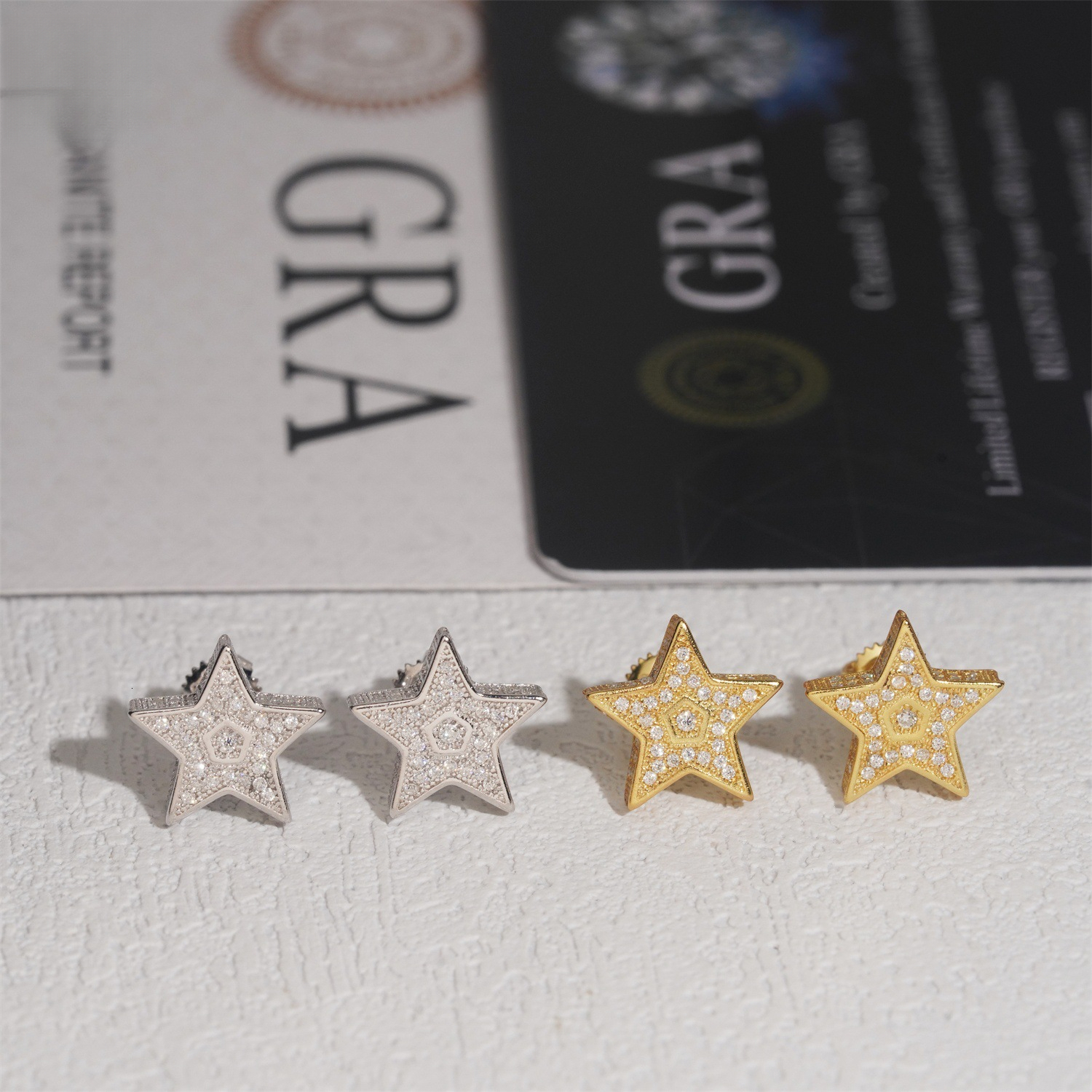 11.5mm star S925 silver fully inlaid with moissanite, passes testing, suitable for men and women, hip-hop earrings