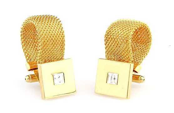 golden Cuff Cufflinks Links Gold-color color square crystal novel design hotsale copper material cufflinks whoelsale retailW261017