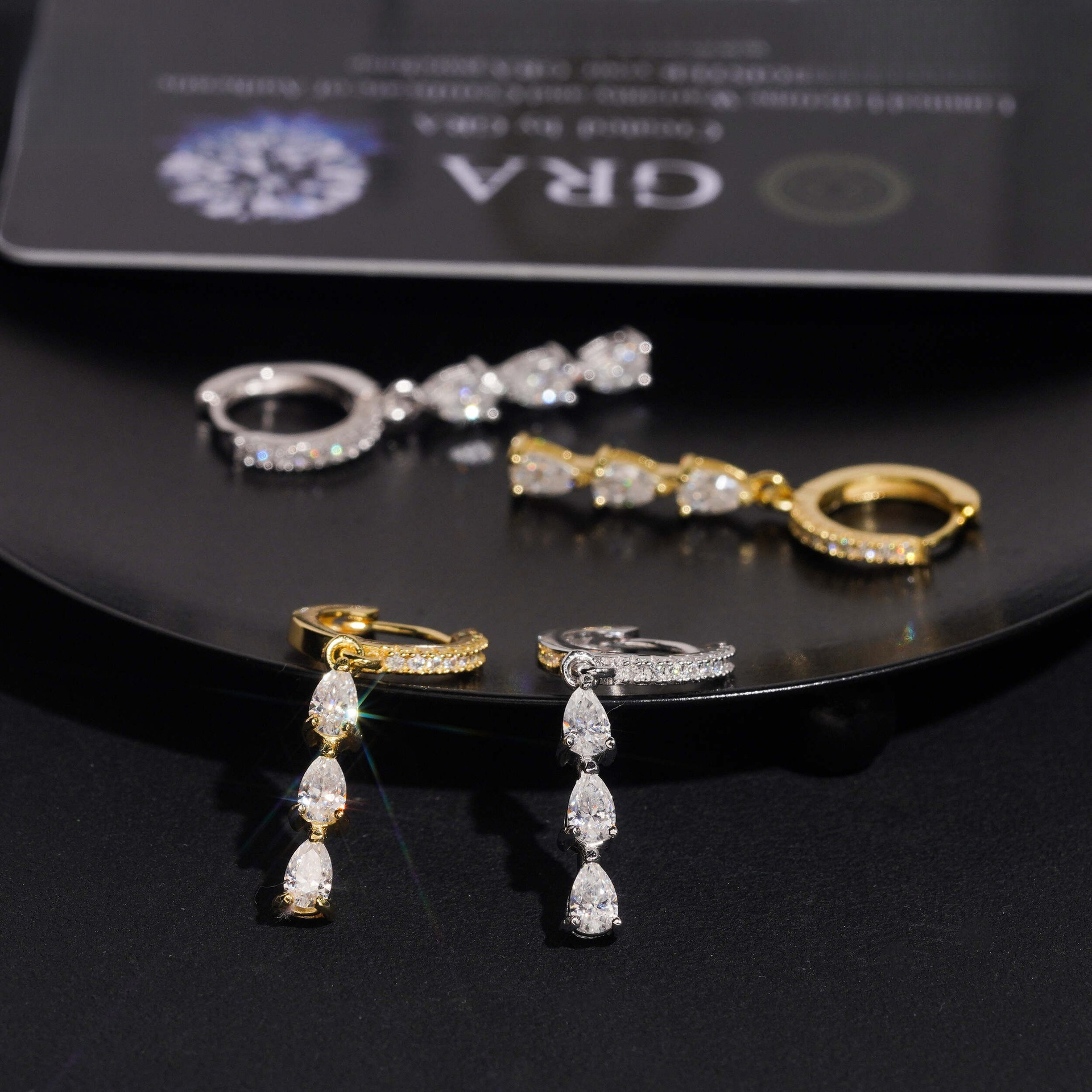 pear-shaped S925 silver inlaid with VVS moissanite, hip-hop fashion earrings