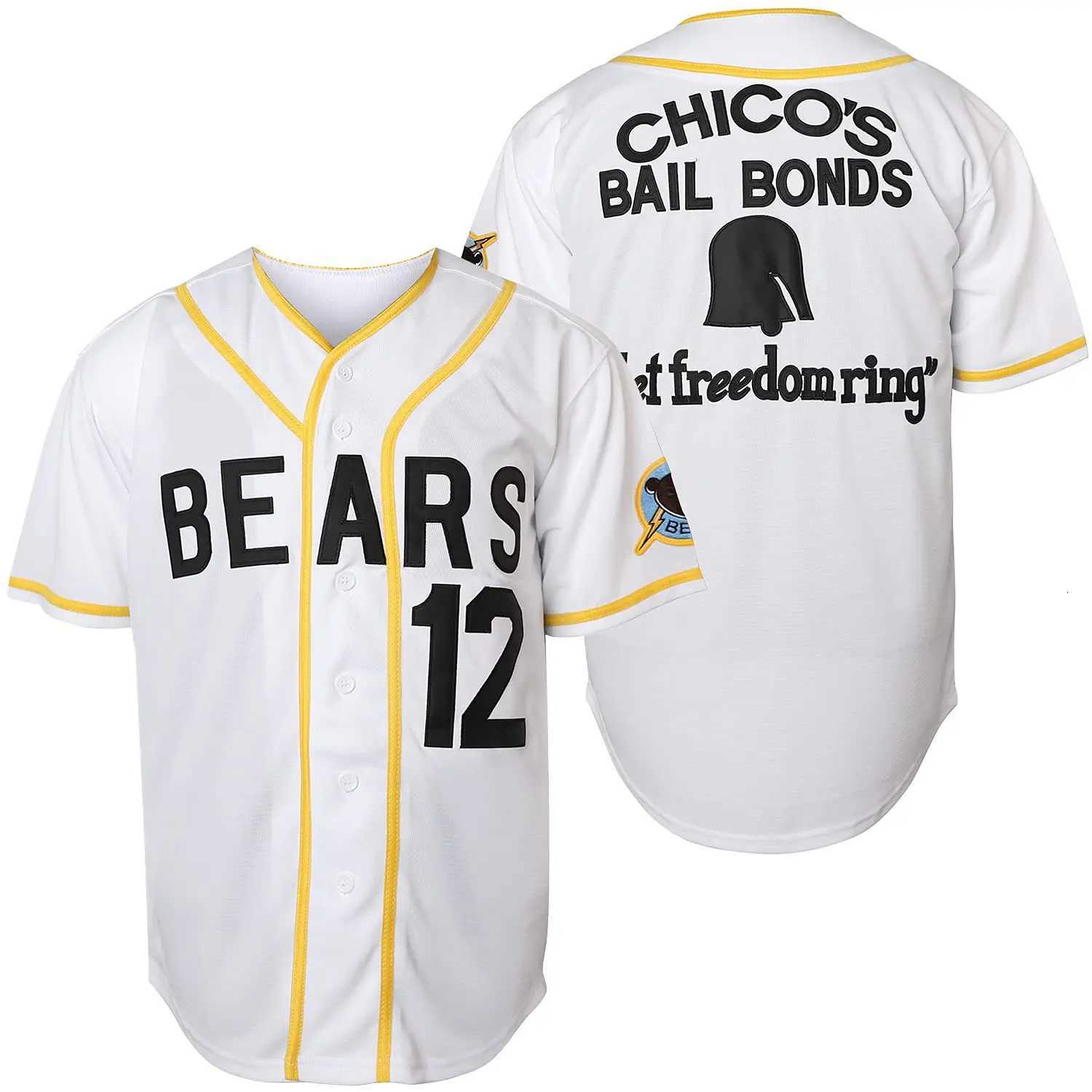 Jackets BAD NEWS BEARS Men's MOVIE BUTTON DOWN #3 Leak #12 Tanner Boyle White black Movie Stitched Baseball StitchedW261017