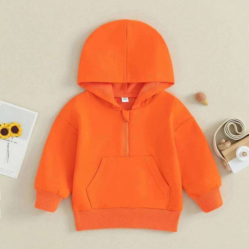 Girls Hoodie 036M Infant Baby Hooded Sweatshirt Solid pullover Color Long Sleeve Hoodie Pullovers For Toddler Boys And Girls Spring Fall Crew Neck S