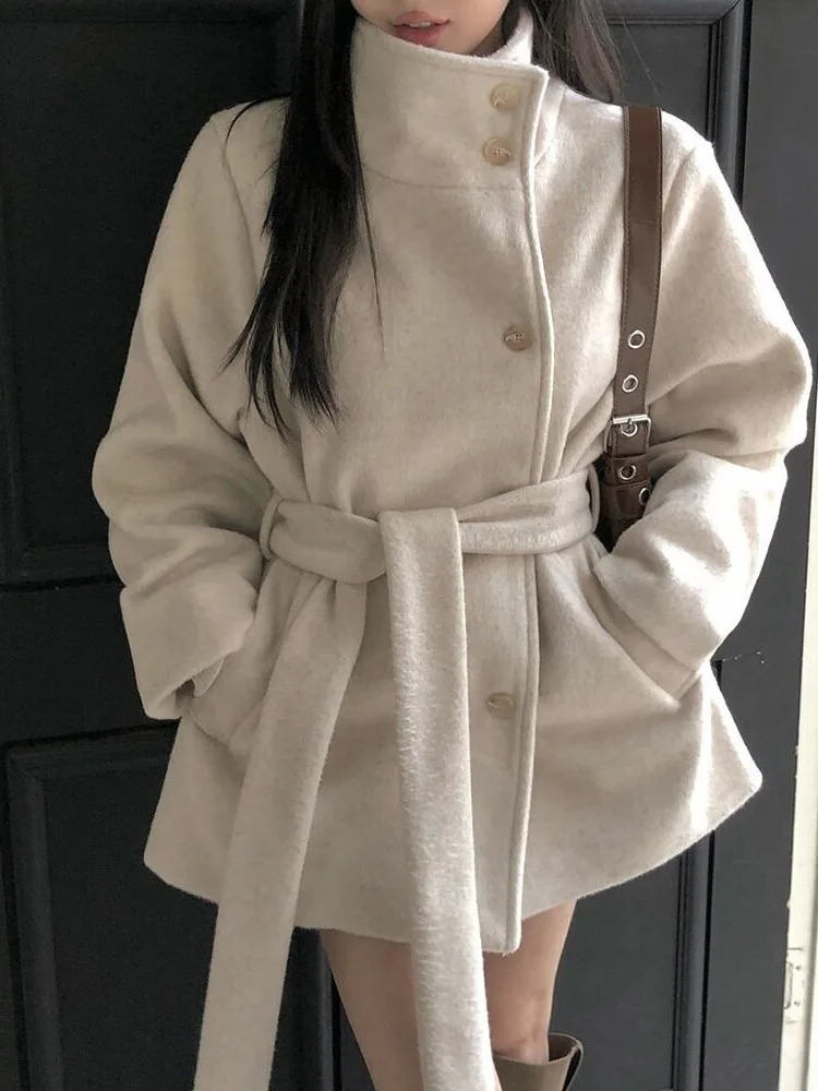 2026 Winter Thickened Cotton Plaid Warm Outerwear Women's HighEnd Feelings MidLength Woolen Coat DoubleBreasted Waist Belt 261010