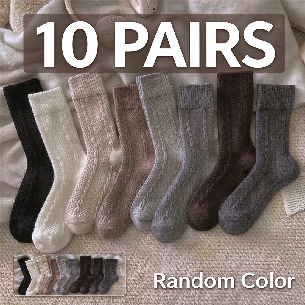 1510 Pairs Womens Winter Socks Woolen Thick Cable Knit Crew Vintage Retro Slouch for Cold Weather 261017