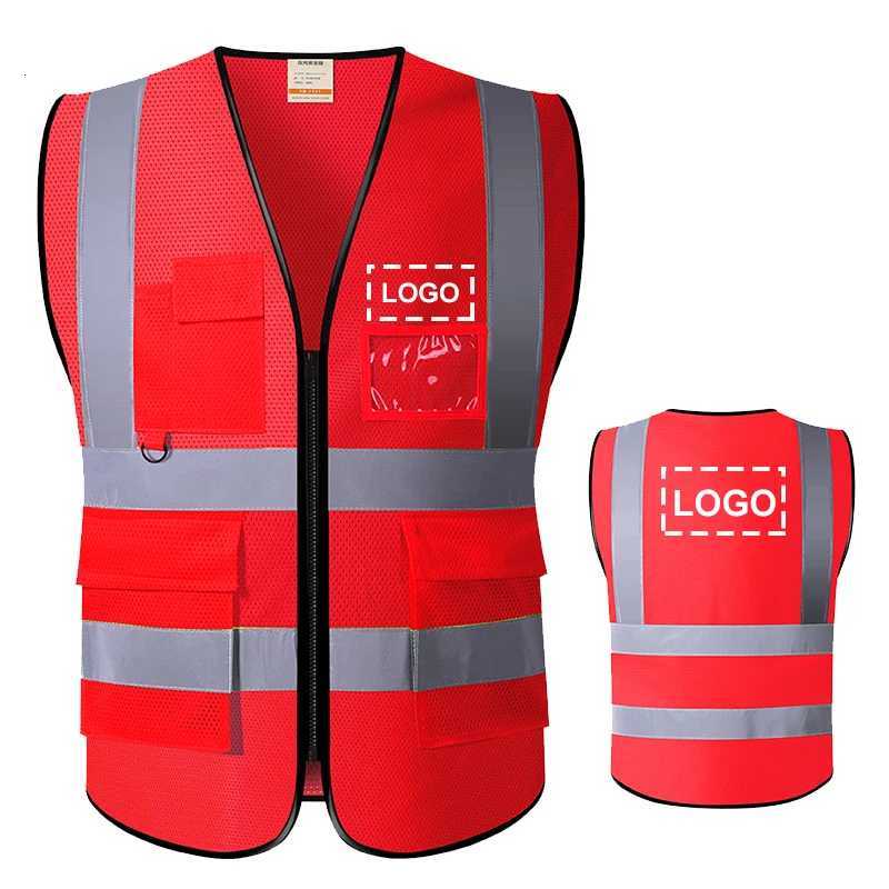 Mesh Men's Vests Construction Breathable Vest or Text Custom Multi Pockets Road Working Vest for Men WorkerW261017