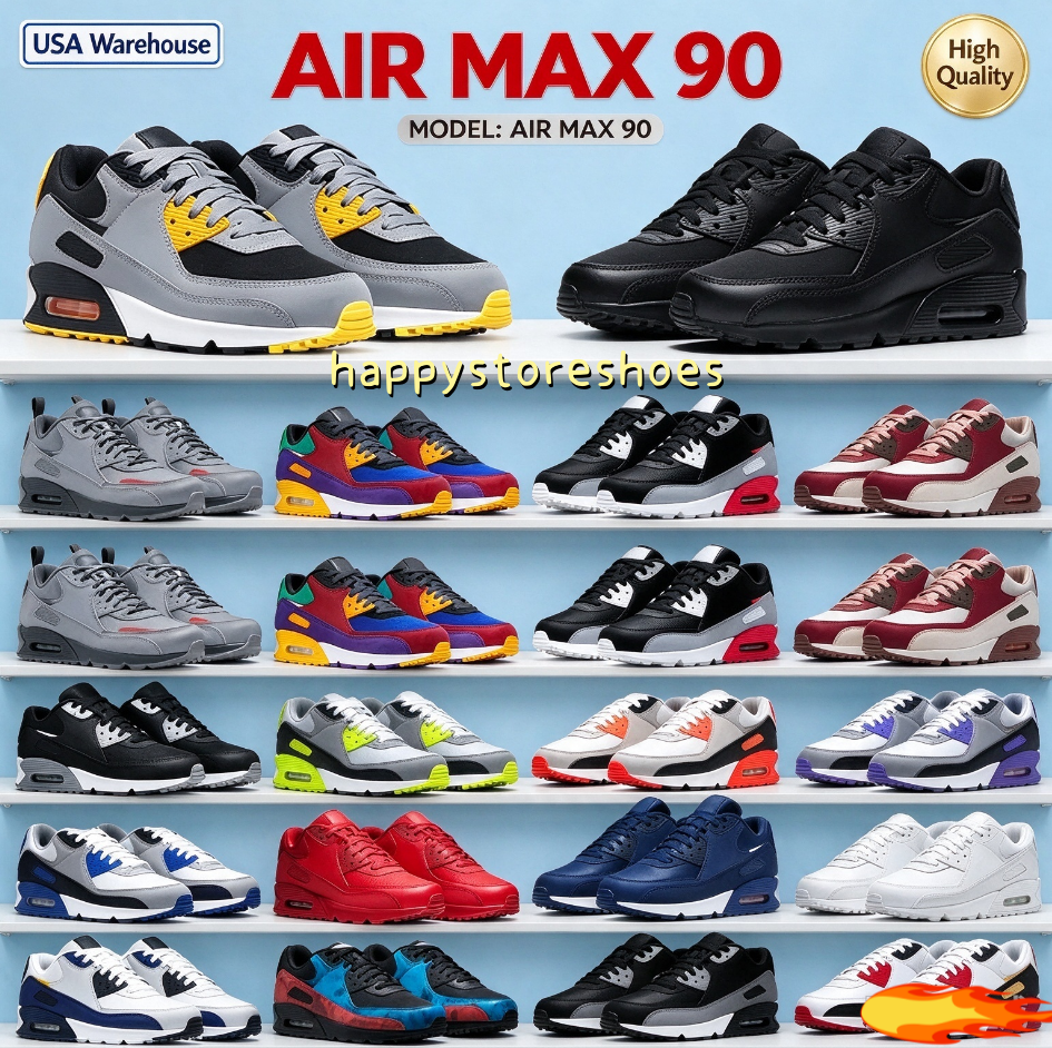 90s OG Classic Running Shoes Unisex Sneakers Triple White Black UNC Wolf Grey Polka Dot Infrared Supernova Total Orange Lahar Escape Hyper Grape Roy
