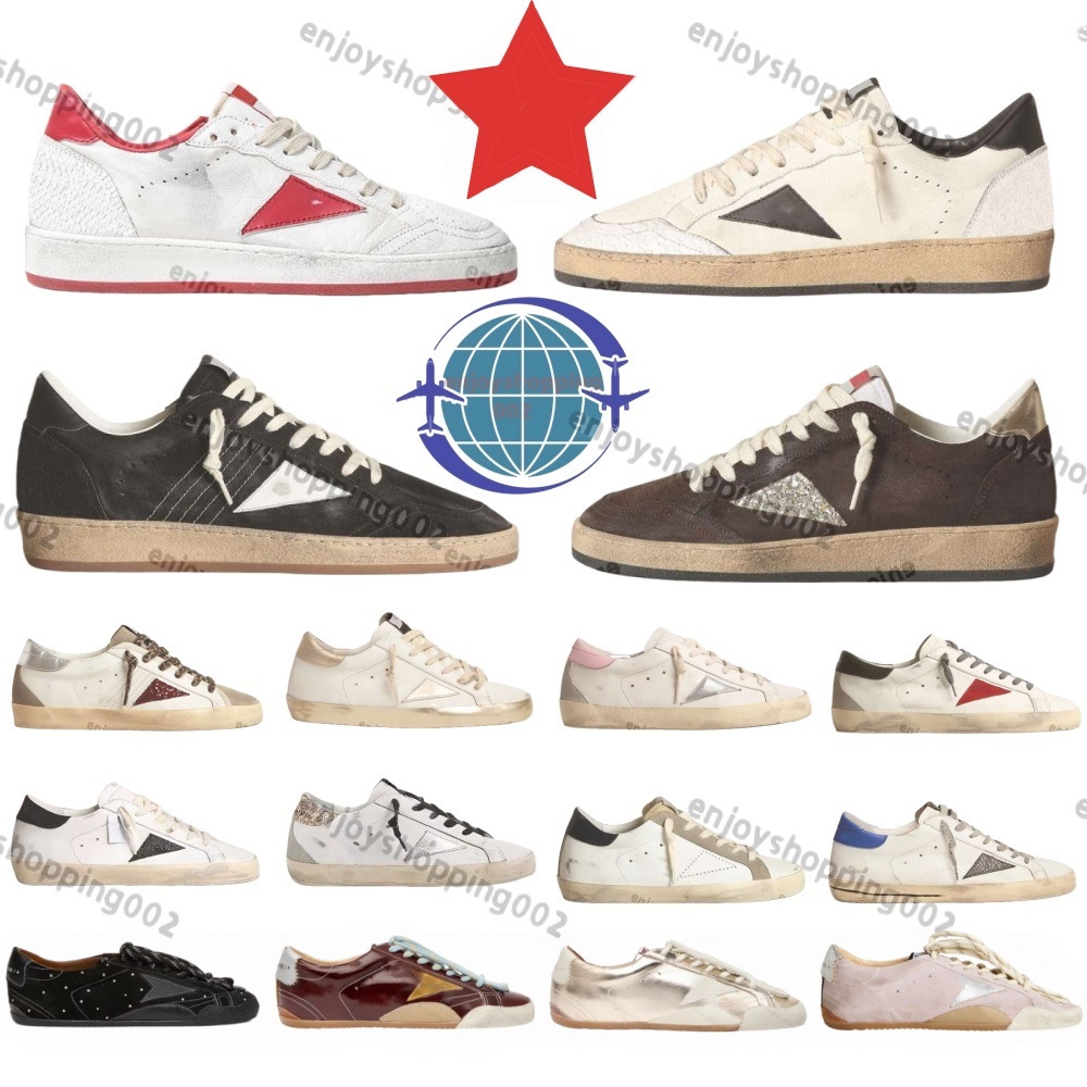 Designer Ball Star Mocassins True Star Baskets dorées Super-star Chaussures en cuir Italie Dirty Old Vintage Star Baskets Unisexe Femmes Hommes C