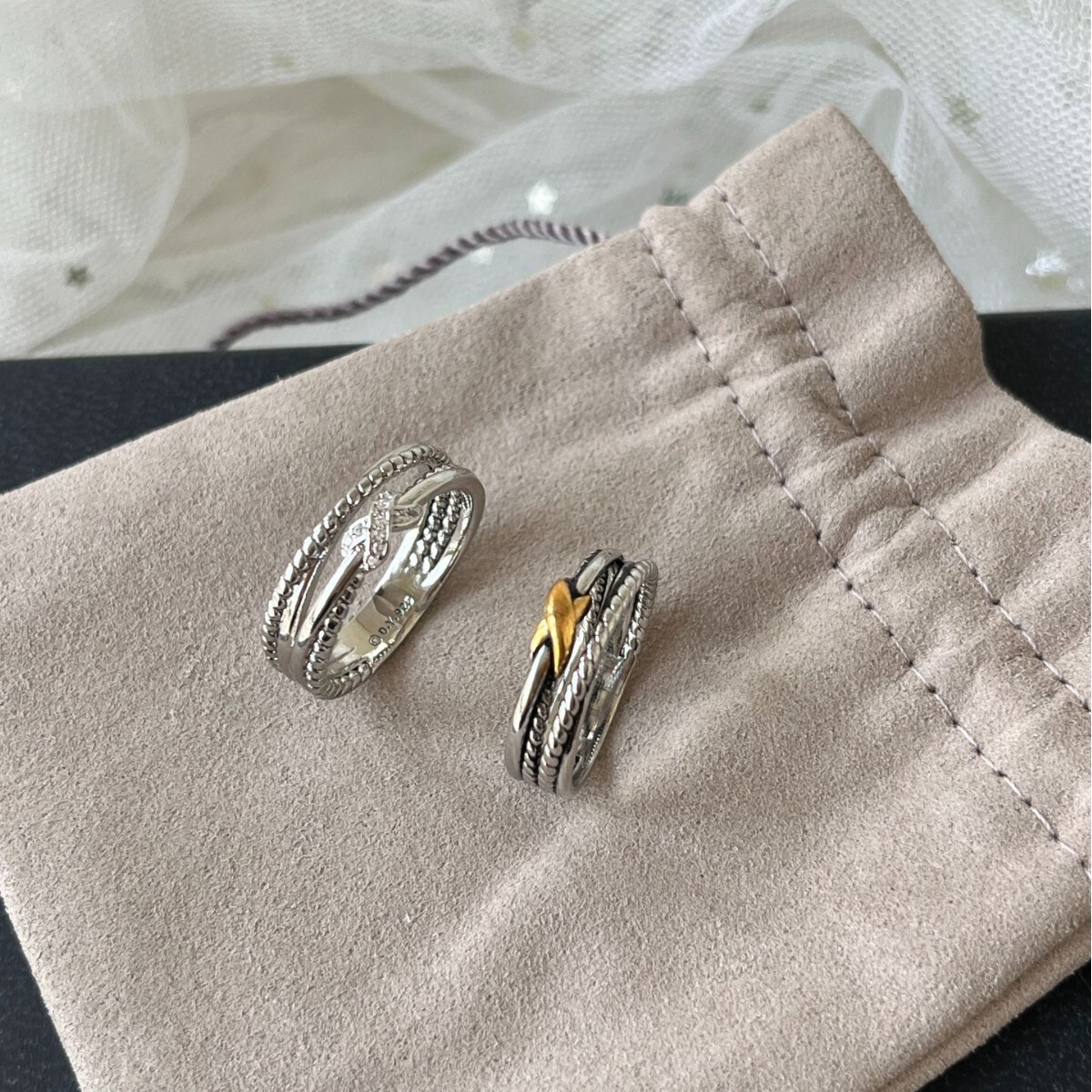 Dy Cable Jewelry Ring Designer Davidjersey Yurmannn Ring For Women Wedding Ring DY Simple Twisted Cross X Ring Classic Ring DR15