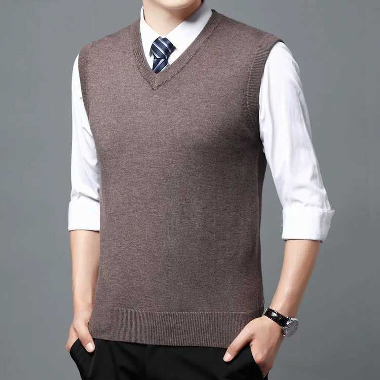 Mens Men's Vests 2026 New Dark Blue Sleeveless Sweater Vest Purple Business Casual Knit Pullover Asian Size Black Grey Khaki Wine Red GreenW261