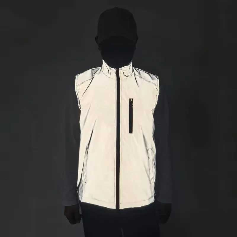 Vest Men's Reflective Vests Men Lightweight Stand Collar Sleeveless Jacket Spring Summer Popular Outdoor Running Cycling Sports WaistcoatW26101