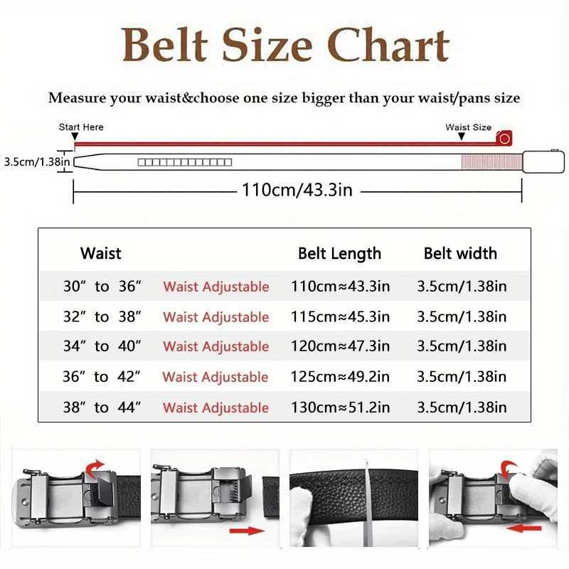 Belt Cowhide Genuine for Leather Men - Adjustable Automatic Buckle Versatile Casual Business Style Durable Alloy Buckle M261016
