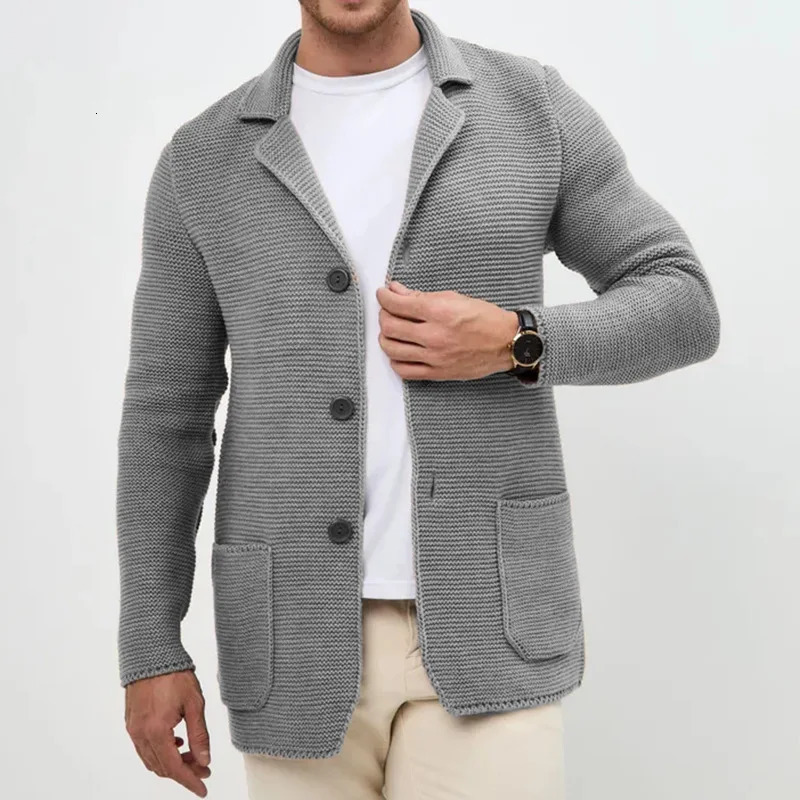 2026 Autumn Daily Leisure Mens Knit Cardigan Tops Trendy TurnDown Collar ButtonUp Sweater Jacket Coats Men Vintage Sweatercoat 261012