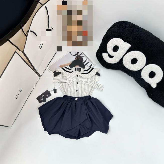 Summer Kids Designer Clothes Cute Two Piece Skirt Set Baby Girls Children Clothing Dresses Sets Short Sleeve Pullover T-shirt Pleated Cake Dress P85