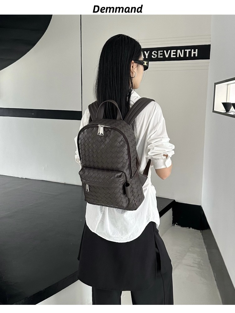 Designer Luxury Woven Men's Couple's Backpack, Fashionable And Trendy Laptop Korean-style Travel School Bag, Shoulder Bag