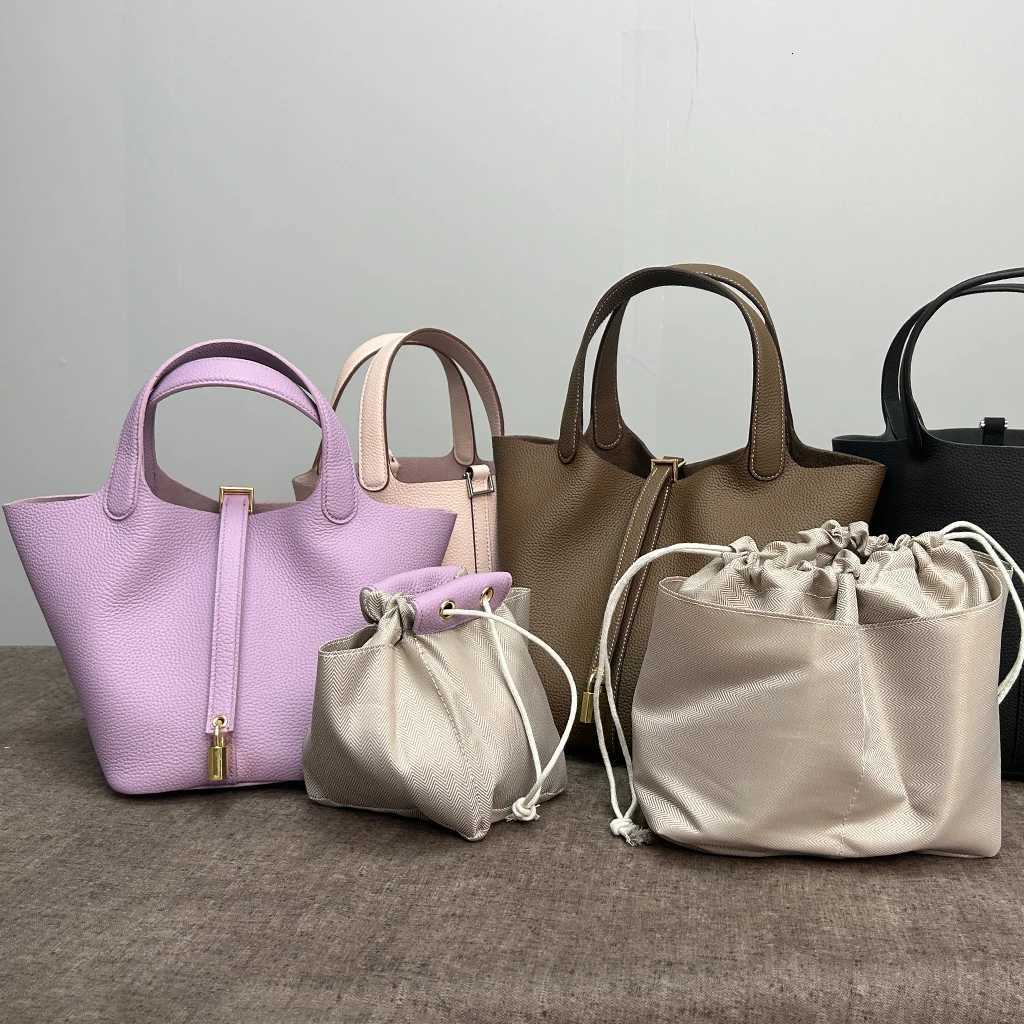 Evening Bags Mendy Women Handbag 18/22/ Genuine Leather Top Handle Tote Bag Large Capacity Hand Carry Shoulder Bucket Bag Designer Luxry New H261016