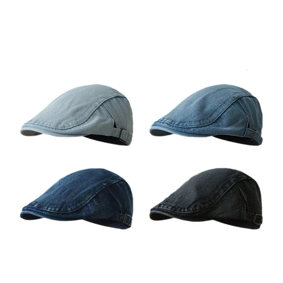 Japanese Denim Forward Men's Trendy Brand Fashion Street Painter Hat British Style Artistic Retro Newsboy Cap